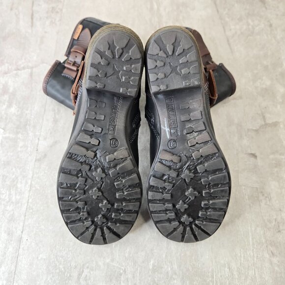 Pikolinos Moto Boots Womens 6.5-7 Black Leather Buckle Biker Block Heel Booties - Picture 7 of 14